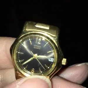VTG Citizen 90’s 1012-S69799 Ladies Rare Gold Tone with Black Circle Face Works CITIZEN Womens Watch Gold Tone Round Face Brown Leather Band  main image 3